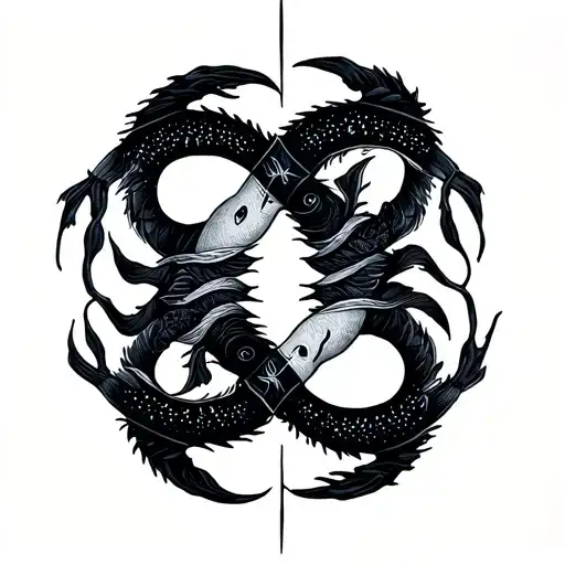 Gemini Pisces Scorpio Zodiac Symbol Intertwined Minimal