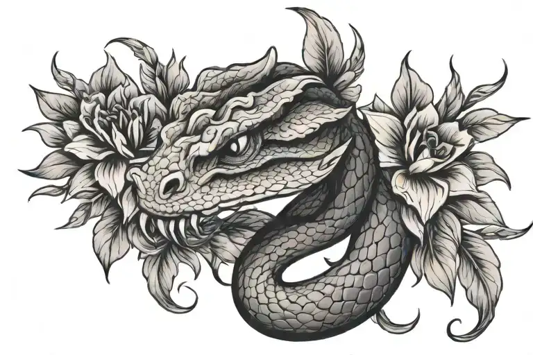 Snake Head Coming Out Of Flower