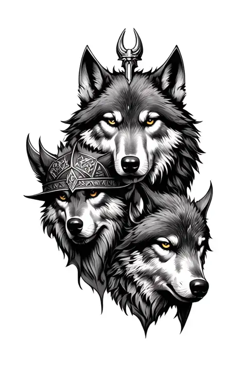 Viking Sleeve Tattoo Featuring Vegvisir And Odin And Wolf