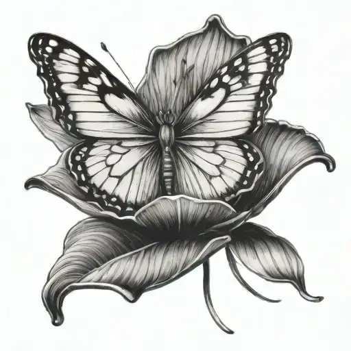 Lily Pad With A Butterfly Resting