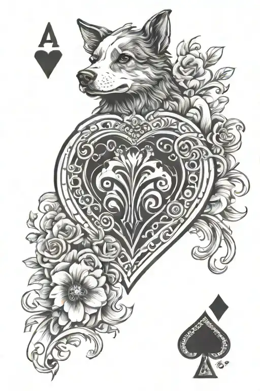 Ace Of Hearts Card With Paw Dog Print