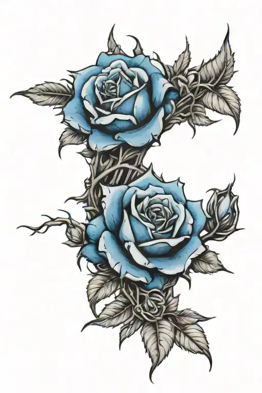 Thorns Coming Out Of A Crown And The Thorns Blooms Blue Roses