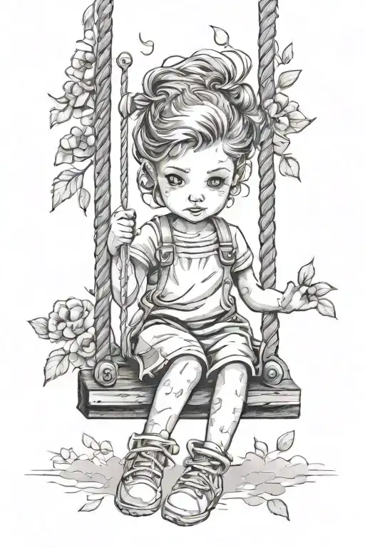 Little Girl On Swing