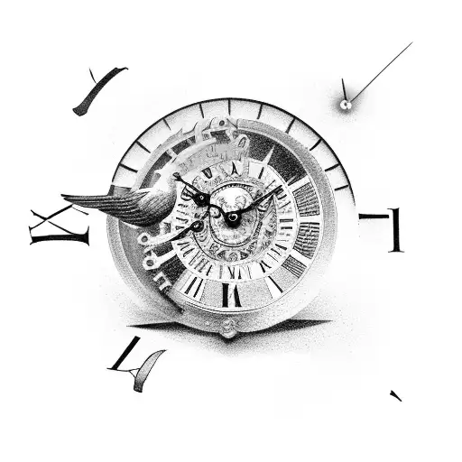 Roman Numerals Clock With Dove With Shading In Background
