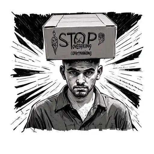 Man With Box On Head Saying Stop Overthinking Sketch