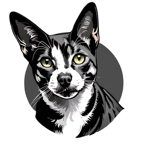 M With Dog And Cat Outline