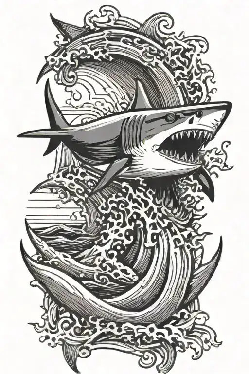 Shark Tooth And Waves Crashing