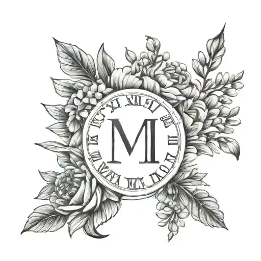 Simple Roman Numeral One Entangled With The Birth Month Flowers For April And July