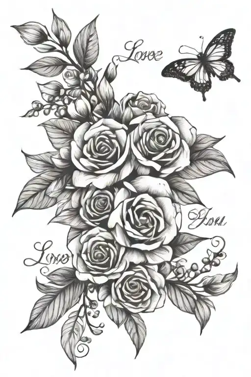 Dainty Flowers In A Line With Words Love You Lots