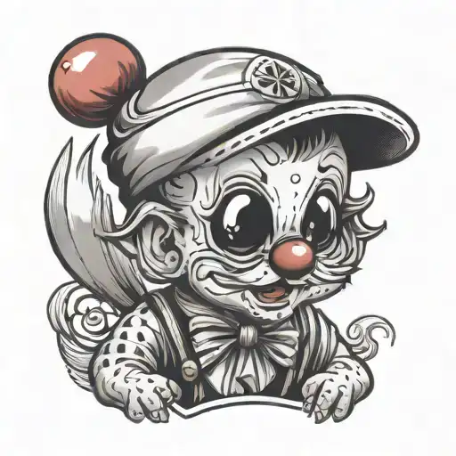 Traditional Sailor Jerry Baby In A Clown Outfit