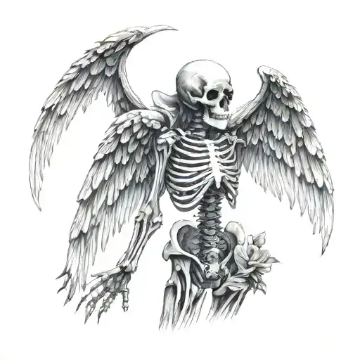 Skeleton With Angel Wings Spread