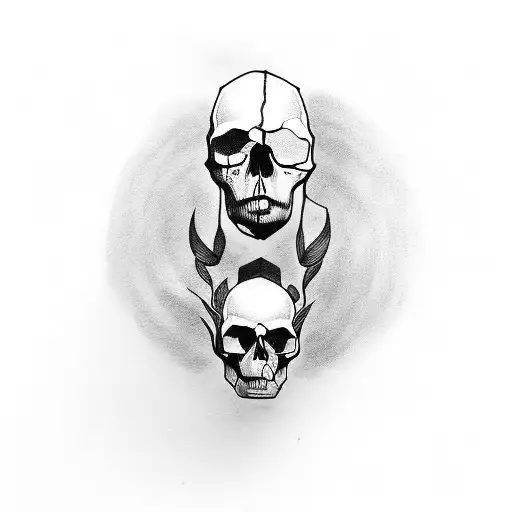 Women With A Half Of The Face A Skull