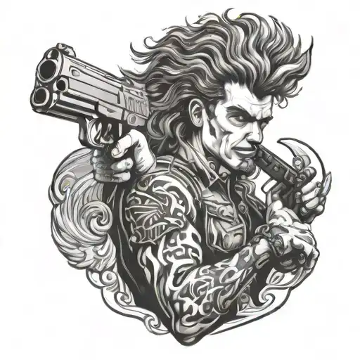 Guy With Wild Hair Holding Gun