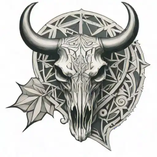 Bull Skull Half Geometric Half Stencil