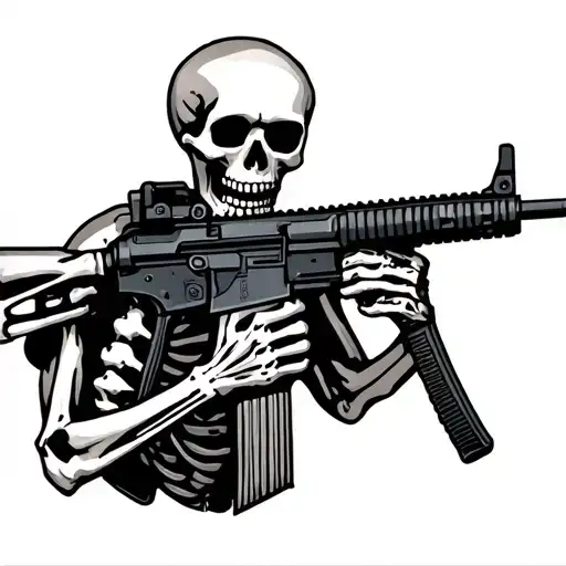 Skeleton Holding Ar-15
