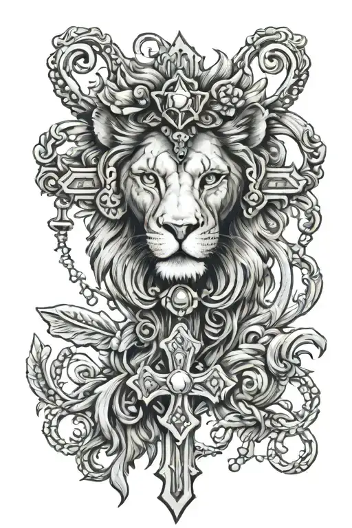 Cross Rosary Lion