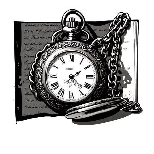 Pocket Watch With Chain And Scripture Background