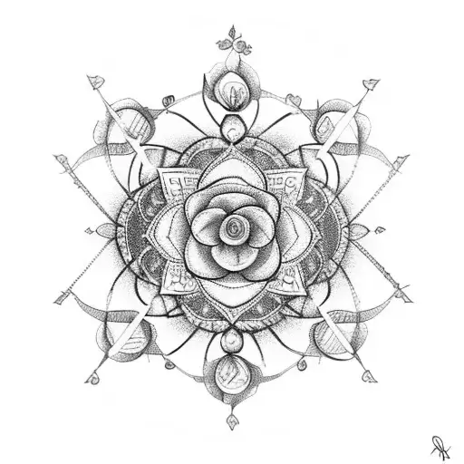 Intricate Mandala Dream Catcher With Hidden Rose Petals Within The Design