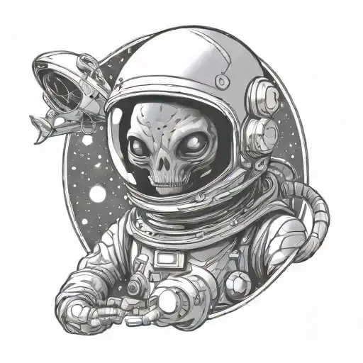 Space Alien And Astronaut