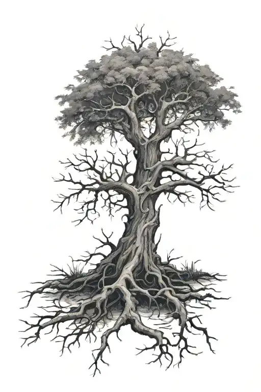 Small Dead Tree With Roots Extending