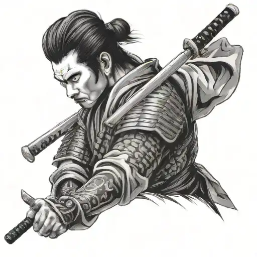Samurai Side Profile Holding A Sword