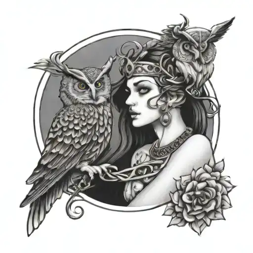 Nyx Godess With Owl Perch