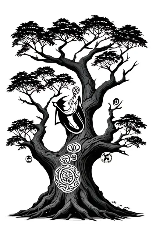 Parott On A Tree With Adinkrah Symbols Incorporated