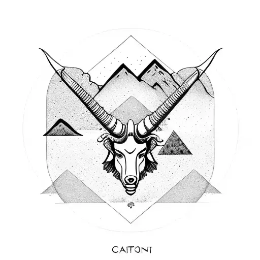 Capricorn With Mountains