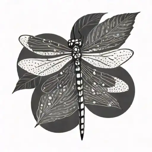 Minimalist Dragonfly With Dotted Lines