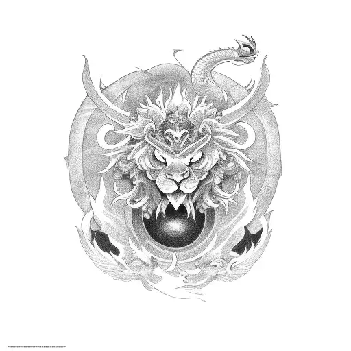 Dragon Lion Duck And Bee Combination