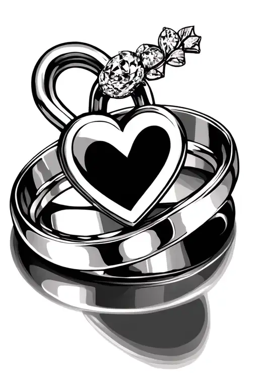 Wedding Rings With Heart Shaped Lock Design
