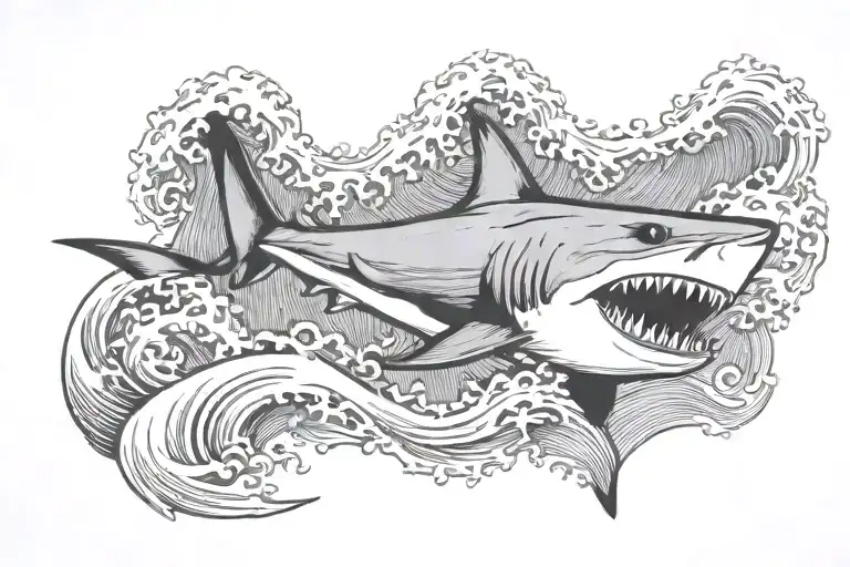 Shark Tooth And Waves Crashing