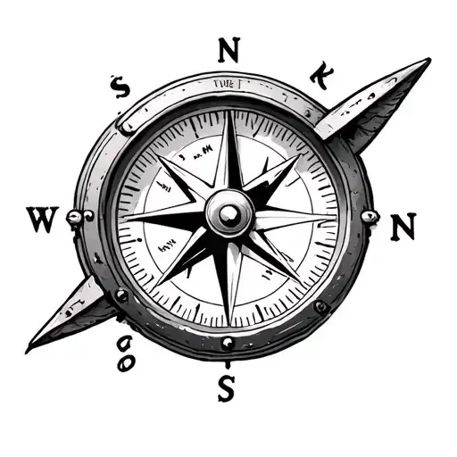 Airplane Inside A Compass Upper Palm