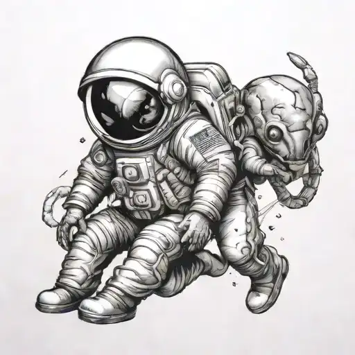 Astronaut With Alien Friend