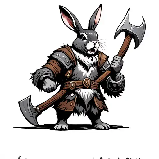 Viking Warrior Rabbit Holding Battle Ax
