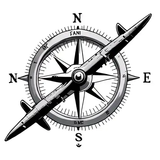 Airplane Inside A Compass Upper Palm