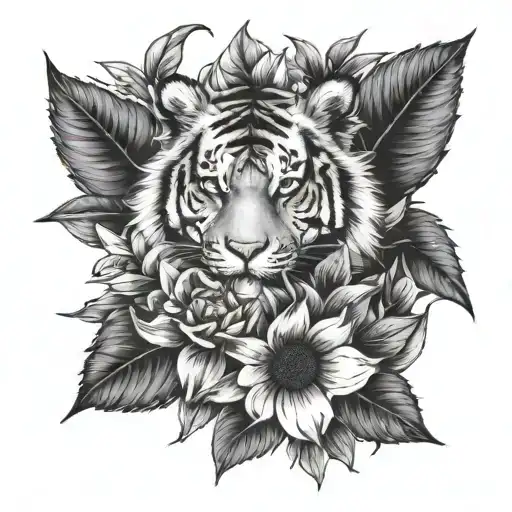 Tiger Lillie's Flowers And Sunflowers In A Bouquet