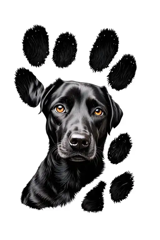 Black Lab Dog Eyes In Pawprint