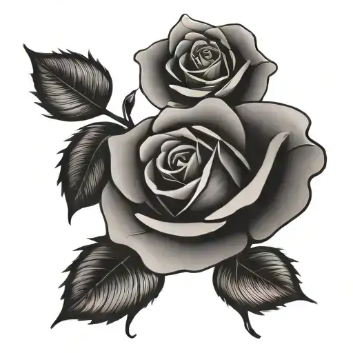 Rose With Leaves An Curves