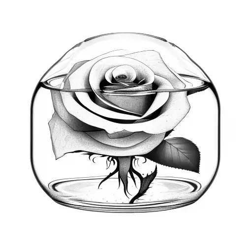 Melted Rose Inside A Bell Jar