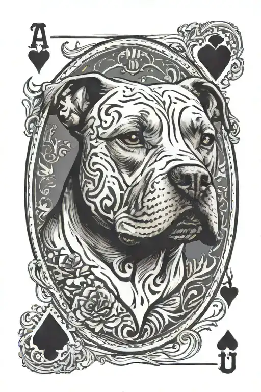 Ace Of Hearts Card With Paw Pitbull Dog Print