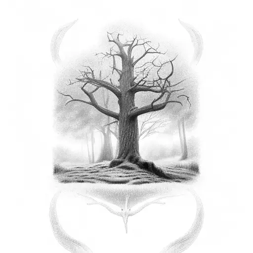 Dense Oak Forest With 10 Point Buck