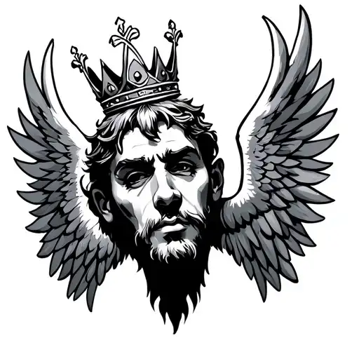 Wings With A Small X Ontop Wearing A King Crown