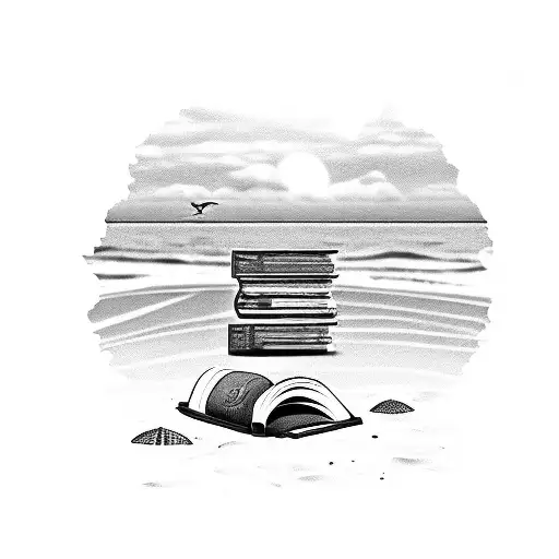 A Salvadoran Beach Scene With A Book Resting On The Sand And A Coffee Cup Nearby