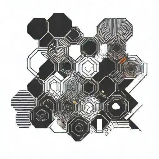 Hexagons Black Arm Band Linework Minimalistic Pattern
