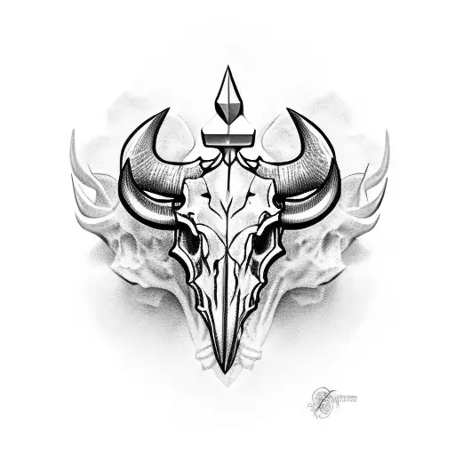 Bull Skull Magnolia Fleur De Lis