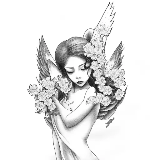 Angel With Cherry Blossom