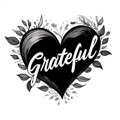 The Word Grateful In The Shape Of A Heart