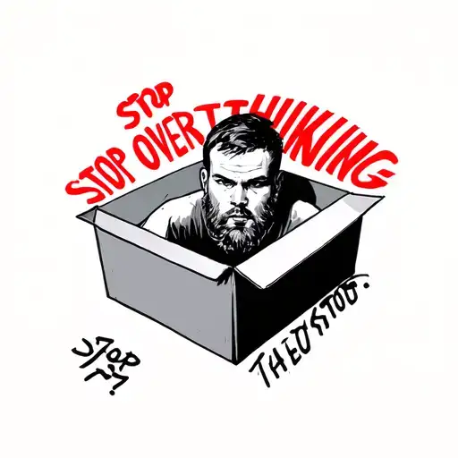 Man In Box Saying Stop Overthinking