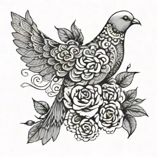 Zentangle Dove With Roses